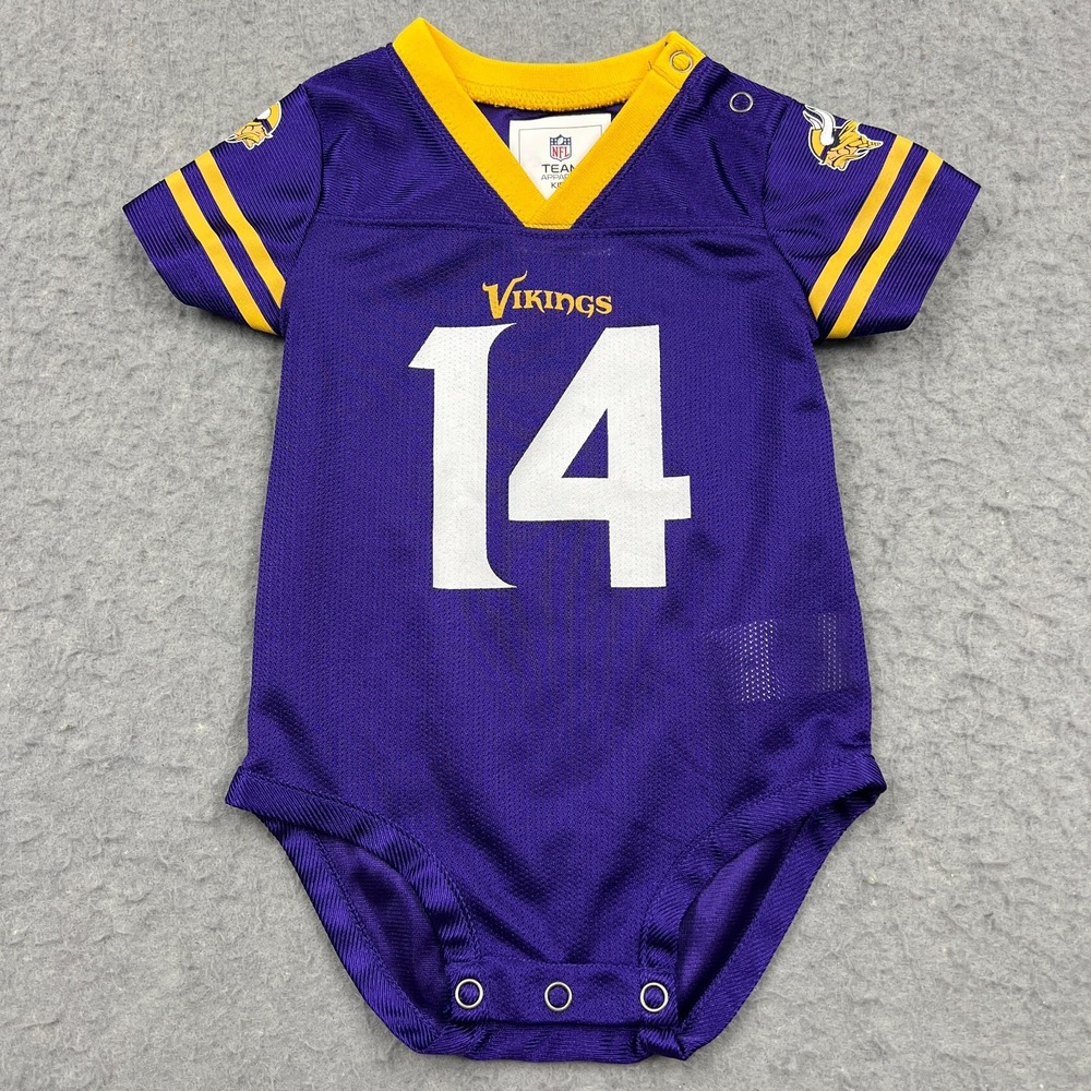 Minnesota Vikings Jersey Baby Bodysuit 3-6 Months Purple #14 Stefon Diggs Jumper